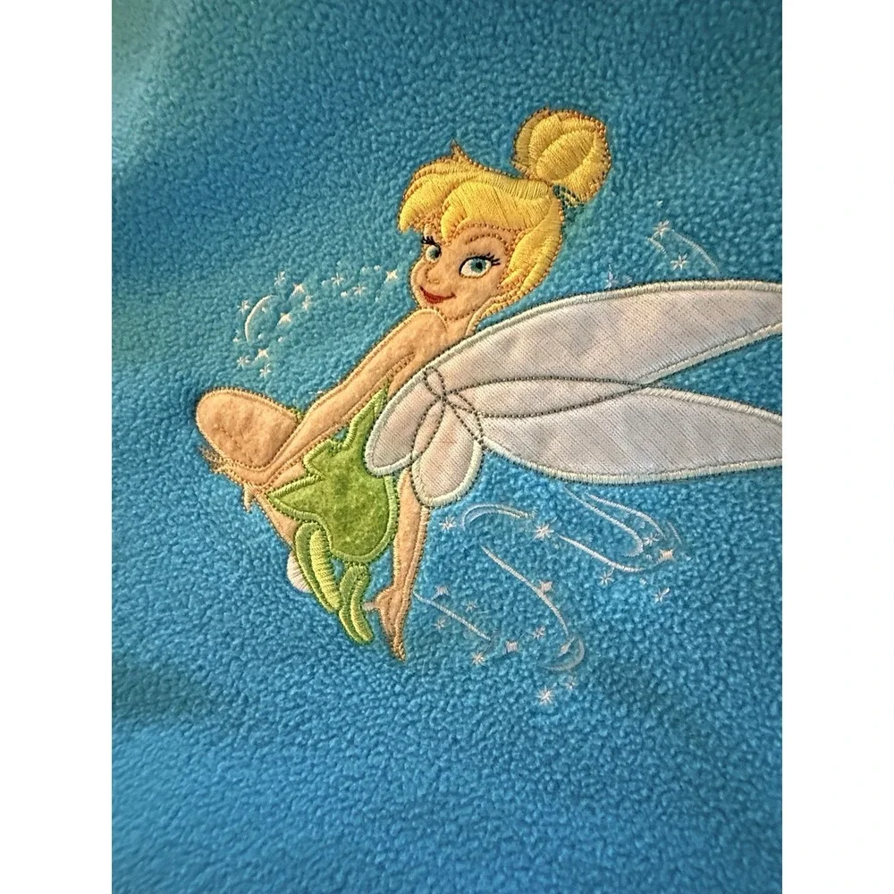 Disney Store Blue‎ Green Trim Tinker Bell Blanket Fleece Wings Fairy 60
